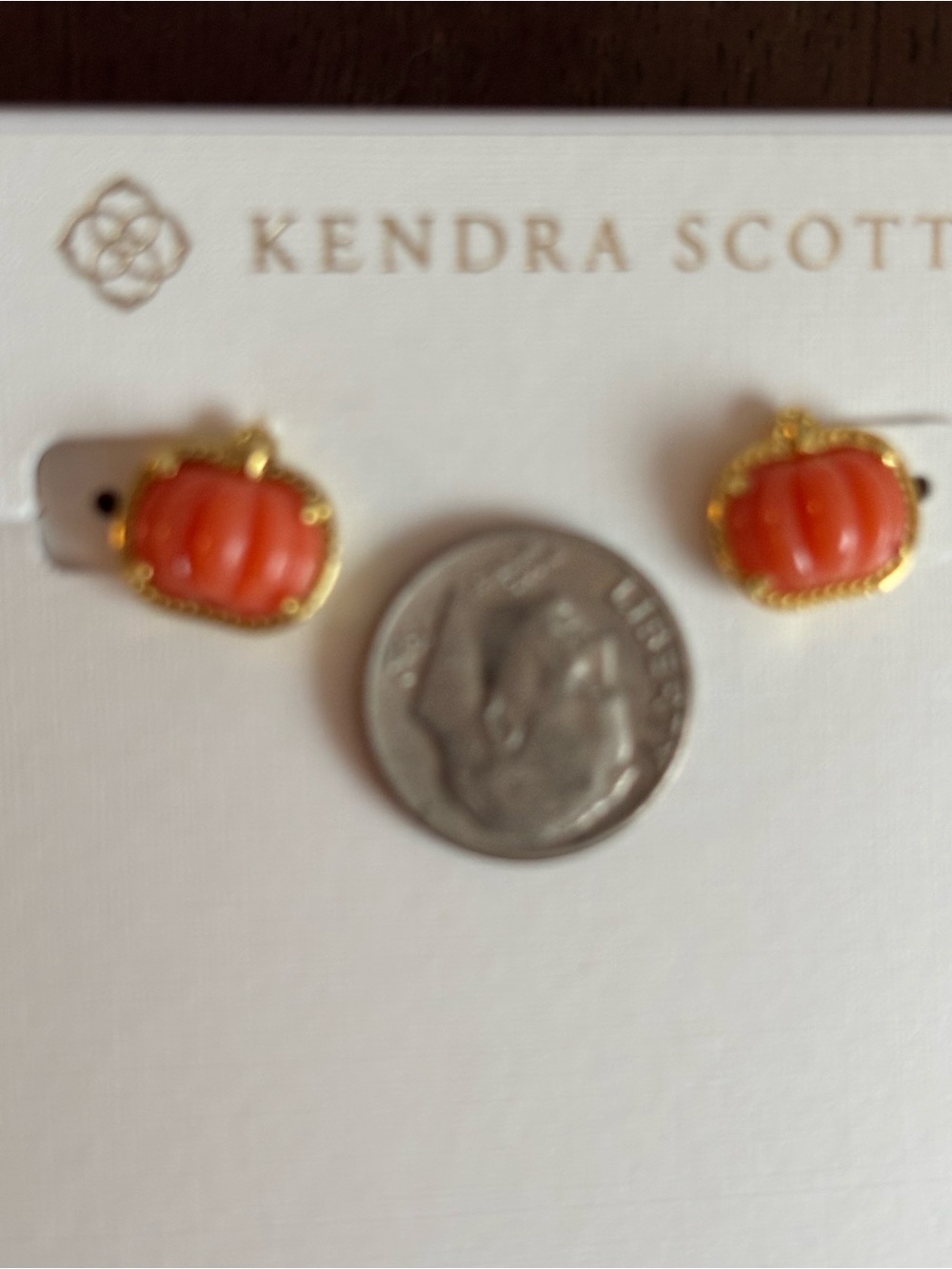 Brand new Kendra Scott Pumpkin Gold plated Stud Earrings - Picture 2 of 7